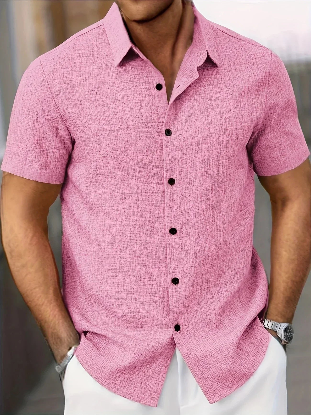 Lorel | Camisa ligera de mezcla de lino de manga corta