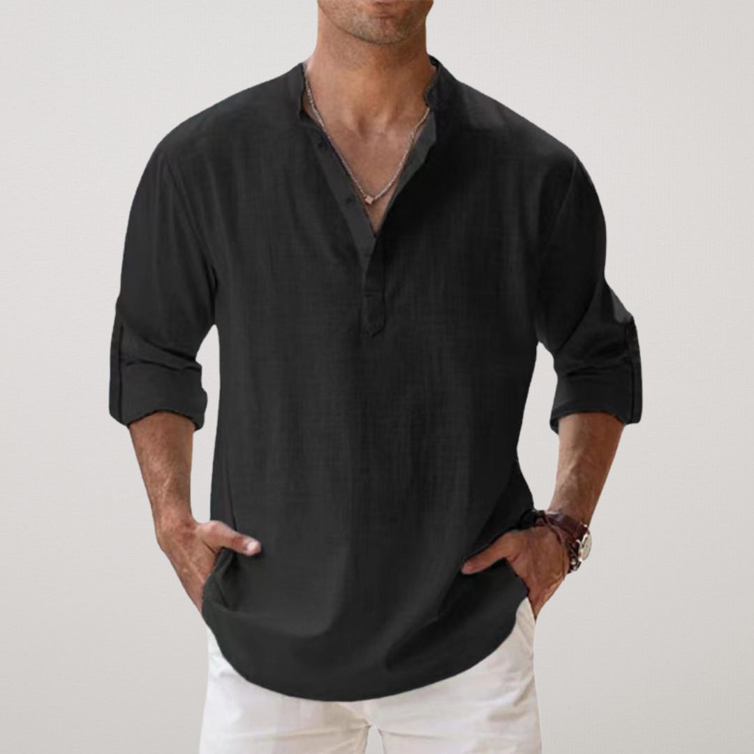 Lorel | Camisa henley de algodón con efecto lino