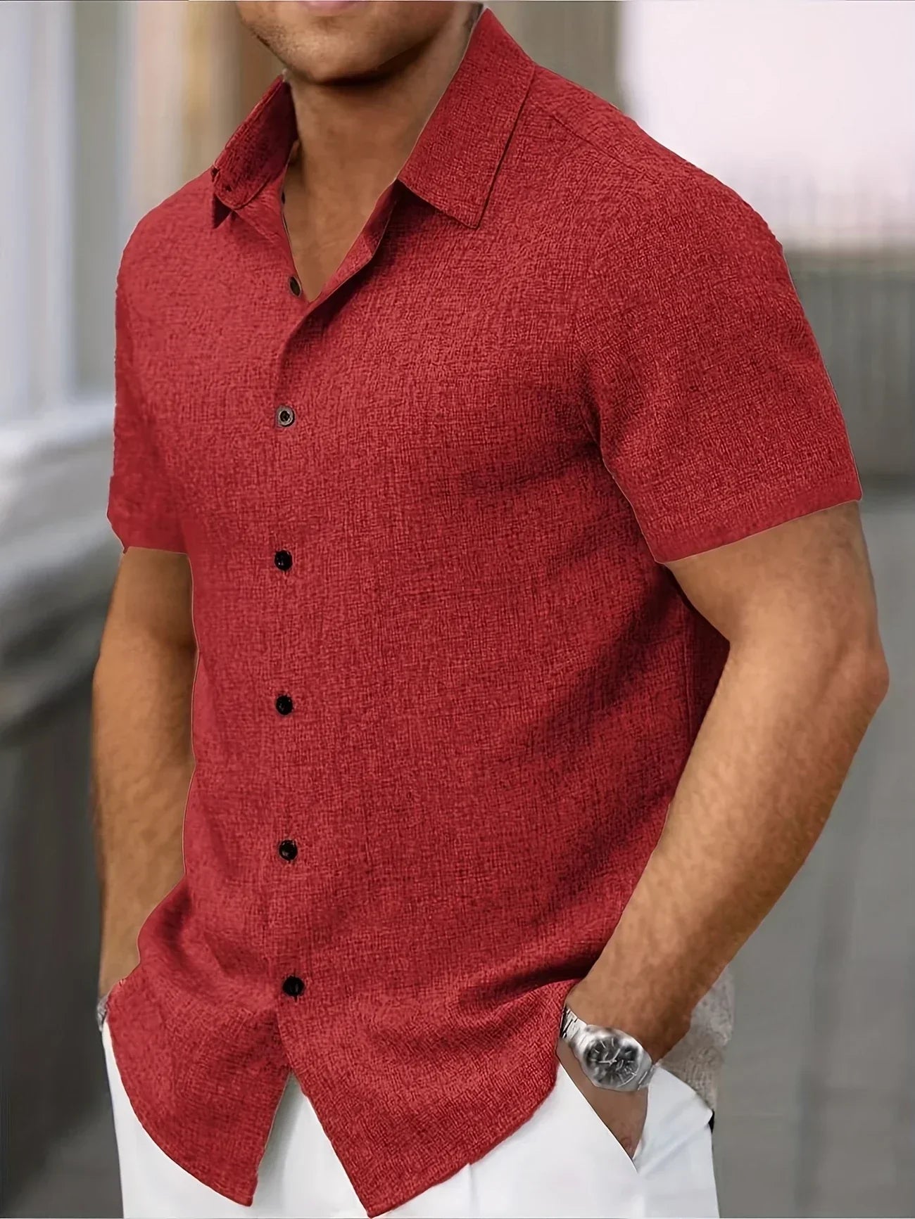 Lorel | Camisa ligera de mezcla de lino de manga corta