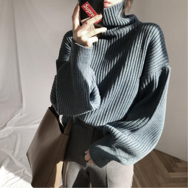 Lorel | Jersey de lujo con cuello alto y mangas abullonadas