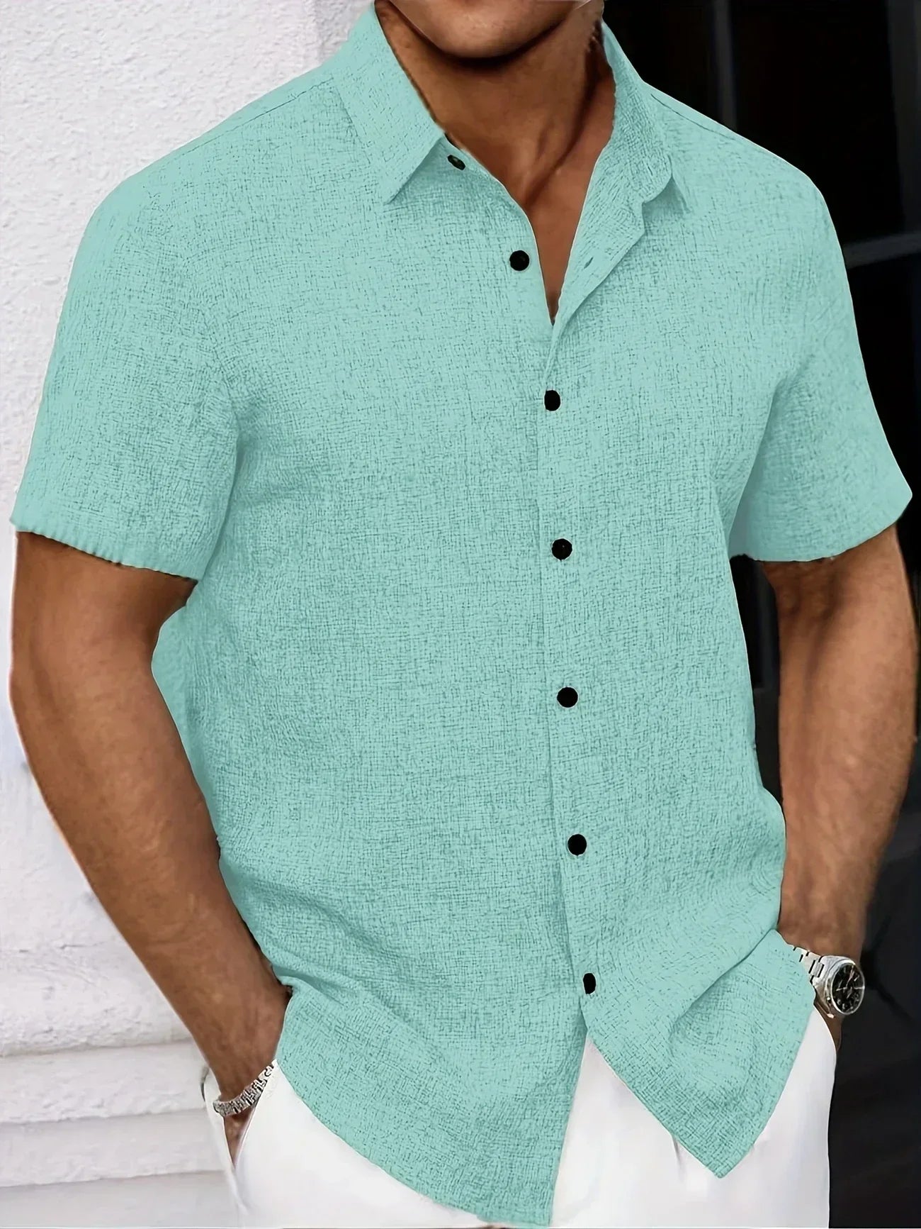 Lorel | Camisa ligera de mezcla de lino de manga corta