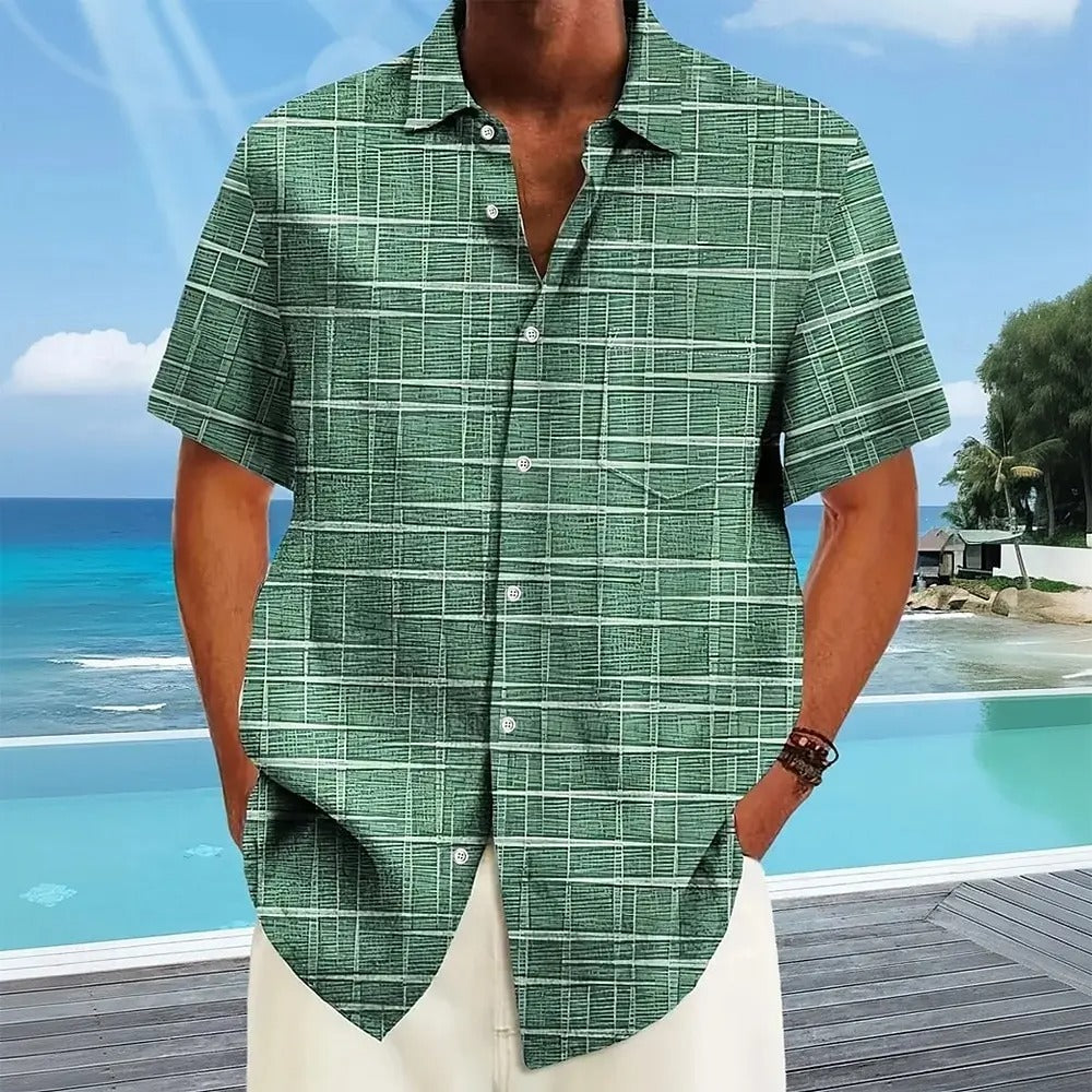 Lorel | Camisa elegante con estampado de rayas y cuadros.