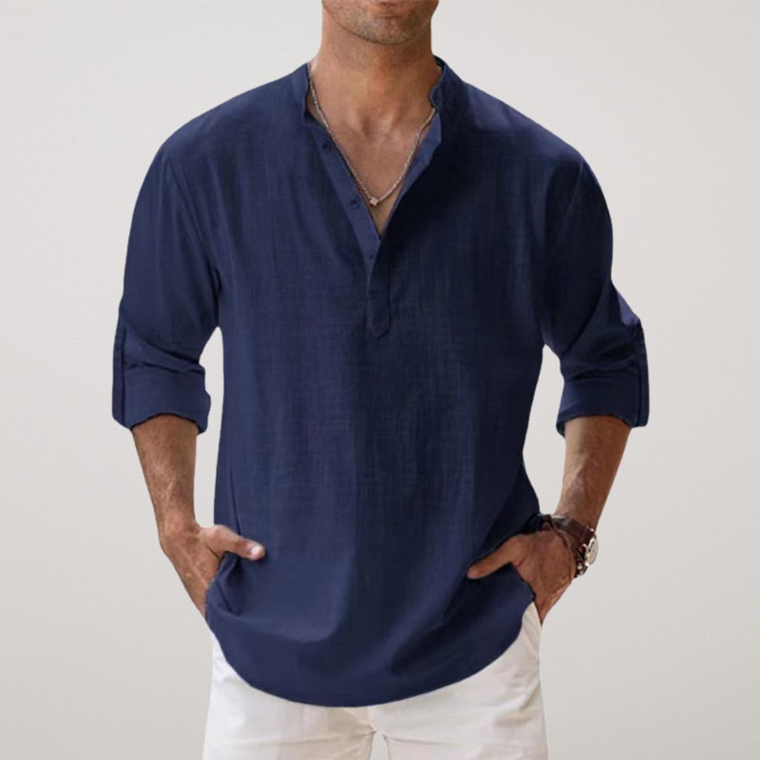 Lorel | Camisa henley con efecto de lino y algodón