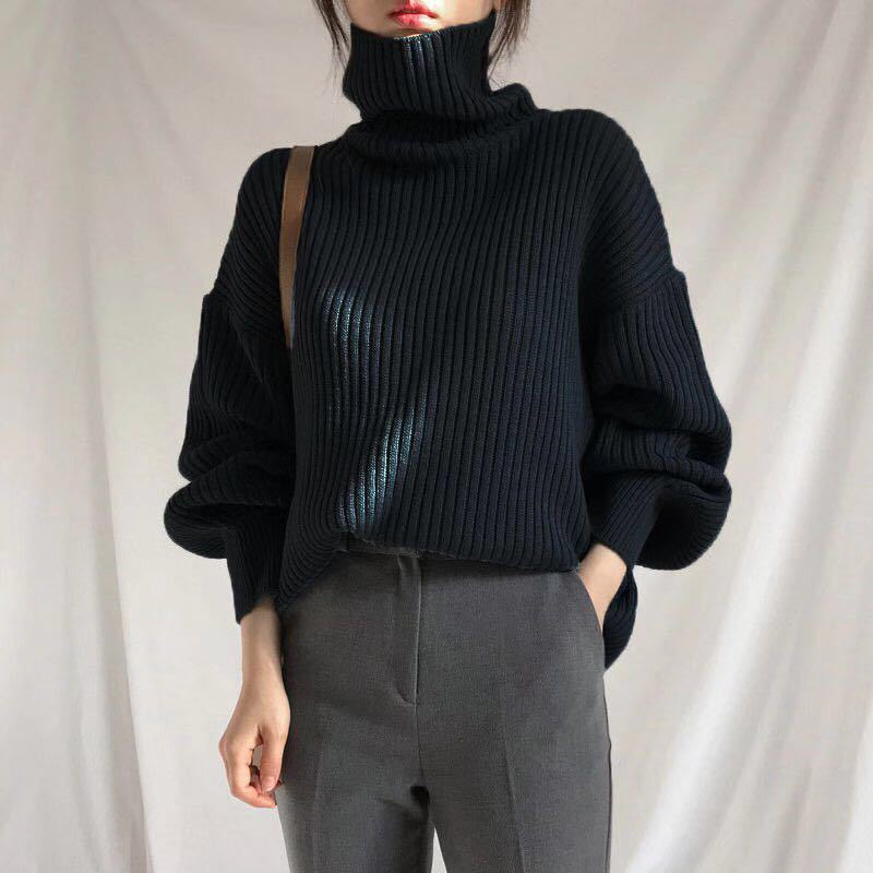 Lorel | Jersey de lujo con cuello alto y mangas abullonadas