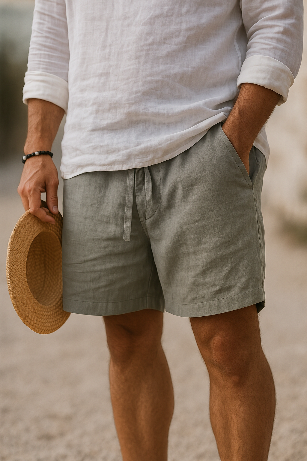 Lorel | Elegantes pantalones cortos de lino con cintura elástica