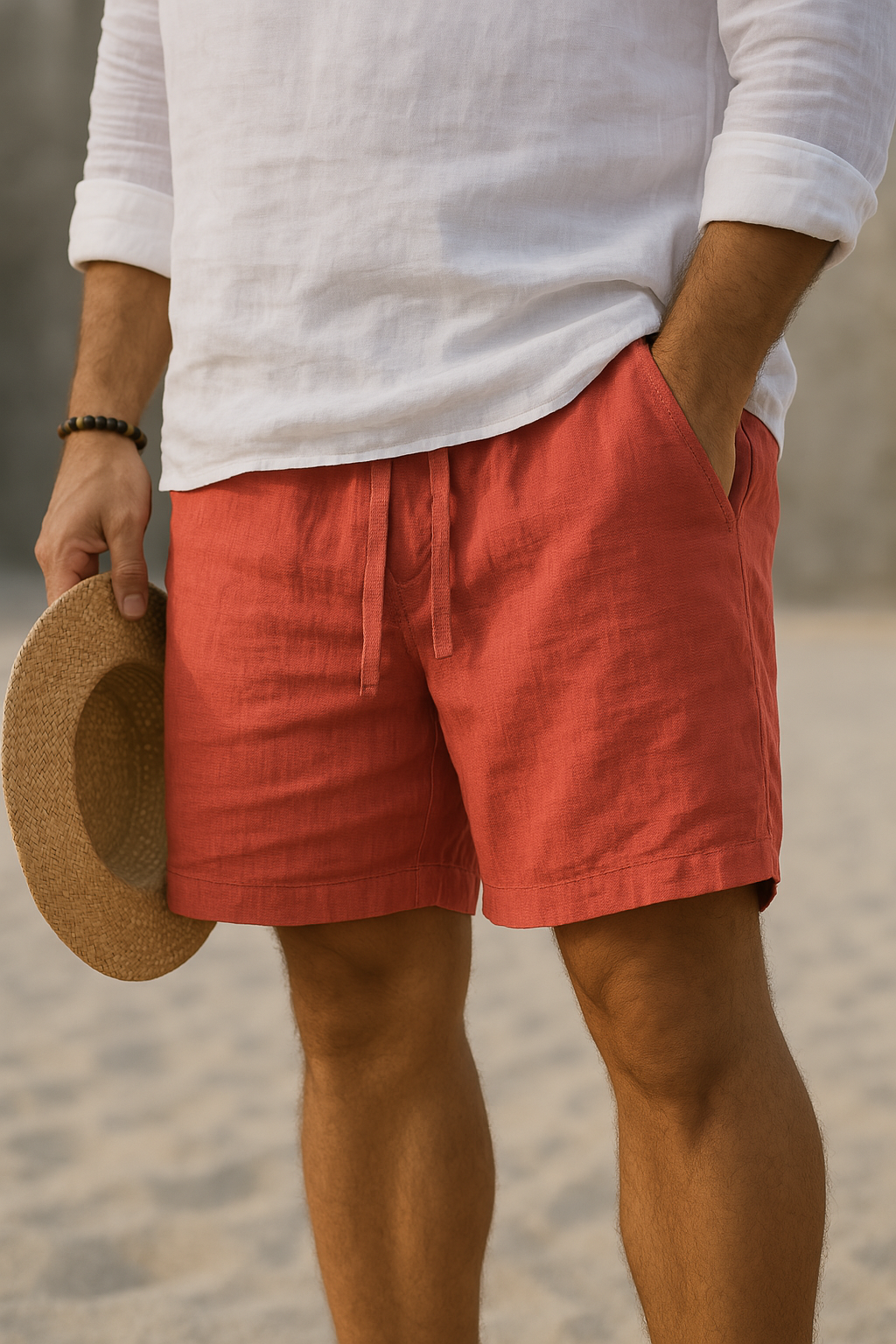 Lorel | Elegantes pantalones cortos de lino con cintura elástica