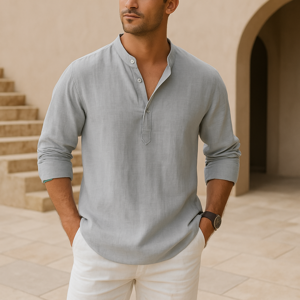 Lorel | Camisa henley con efecto de lino y algodón