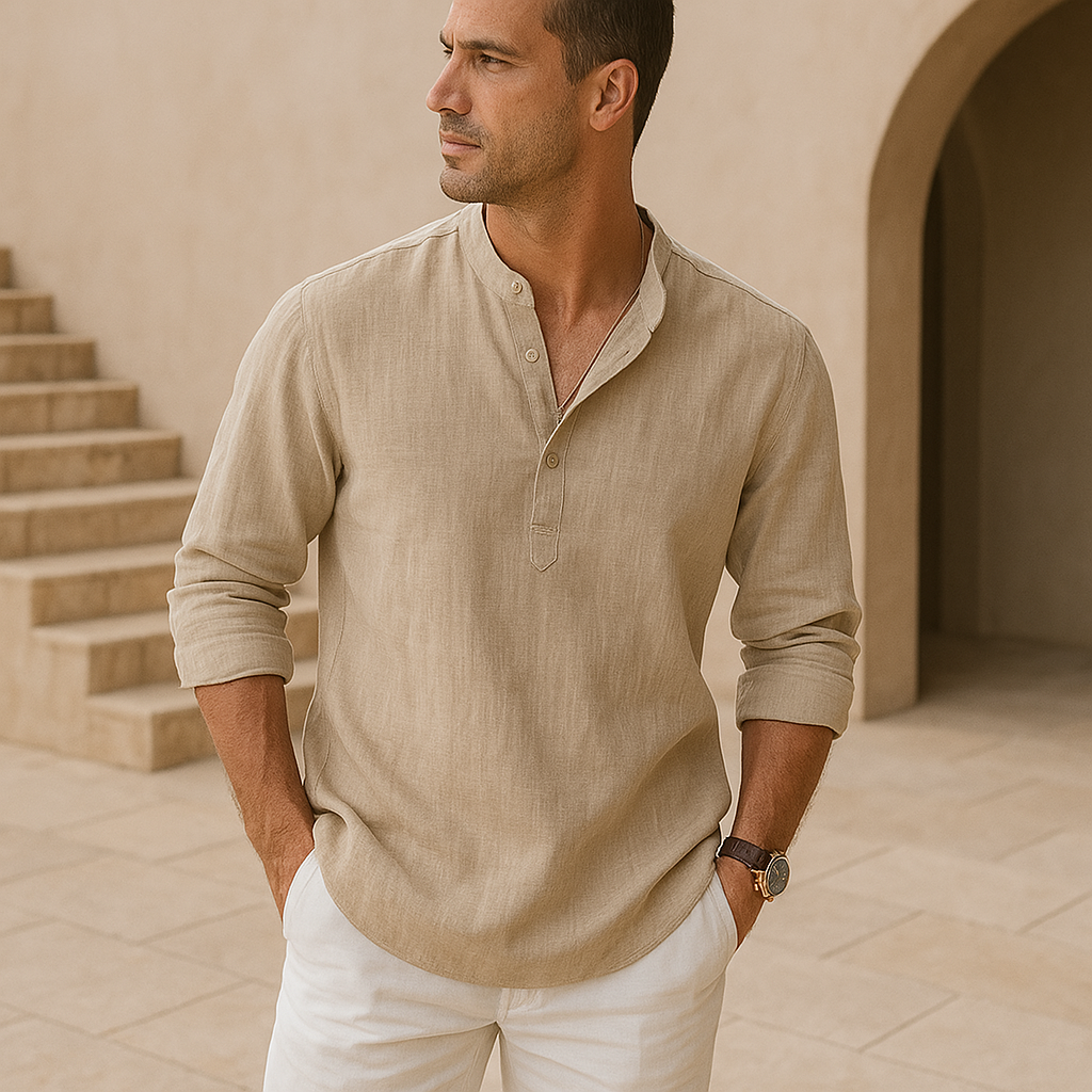 Lorel | Camisa henley con efecto de lino y algodón