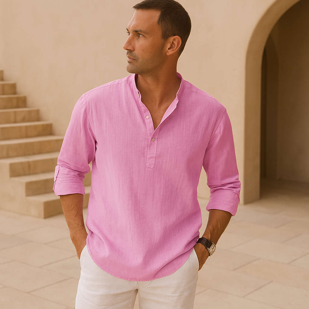 Lorel | Camisa henley con efecto de lino y algodón