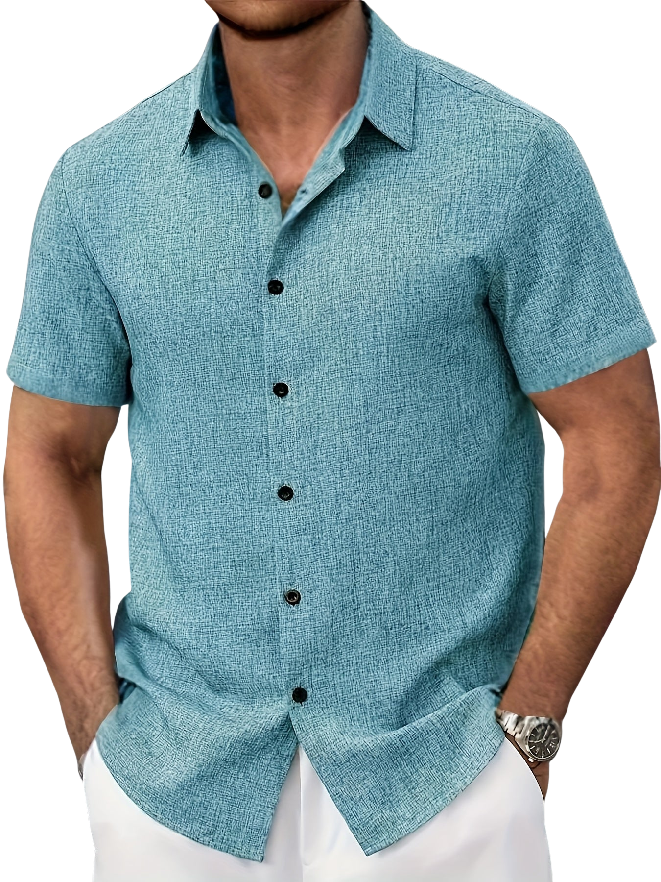 Lorel | Camisa ligera de mezcla de lino de manga corta