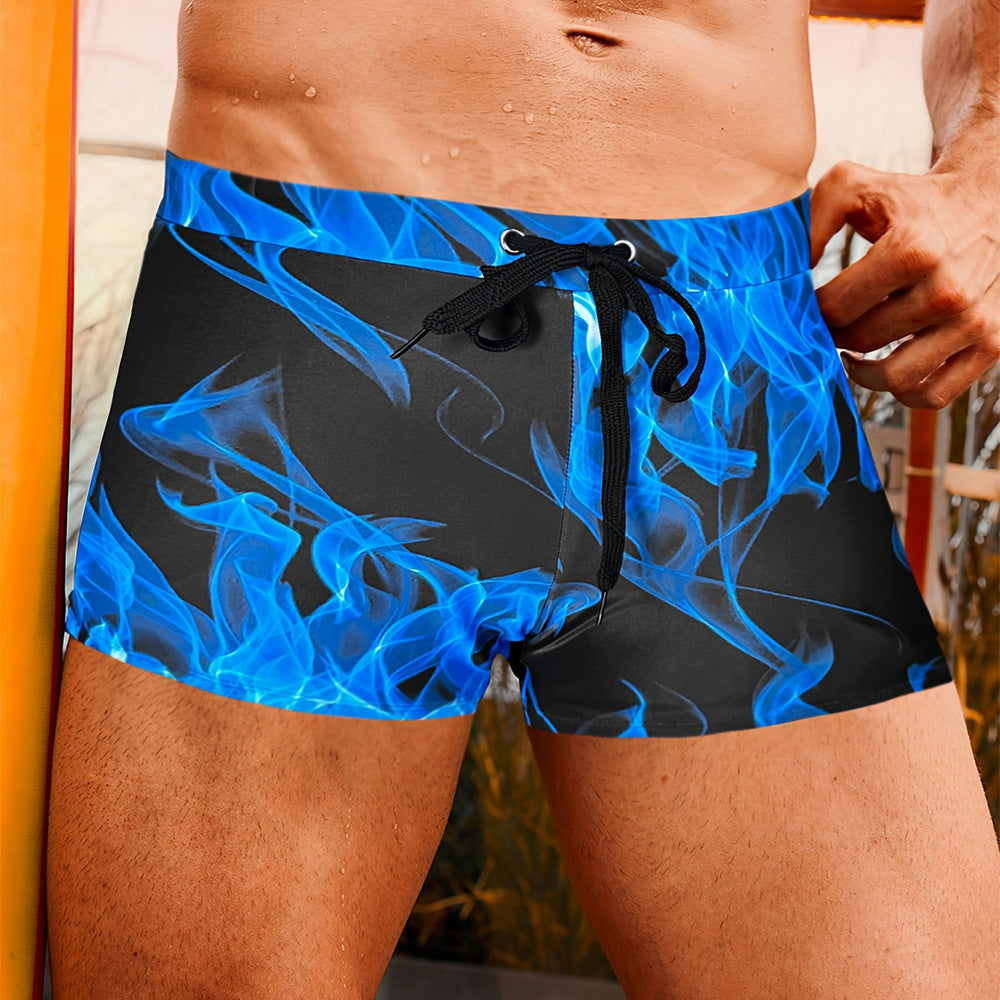 Lorel | Shorts de baño con llamas azules
