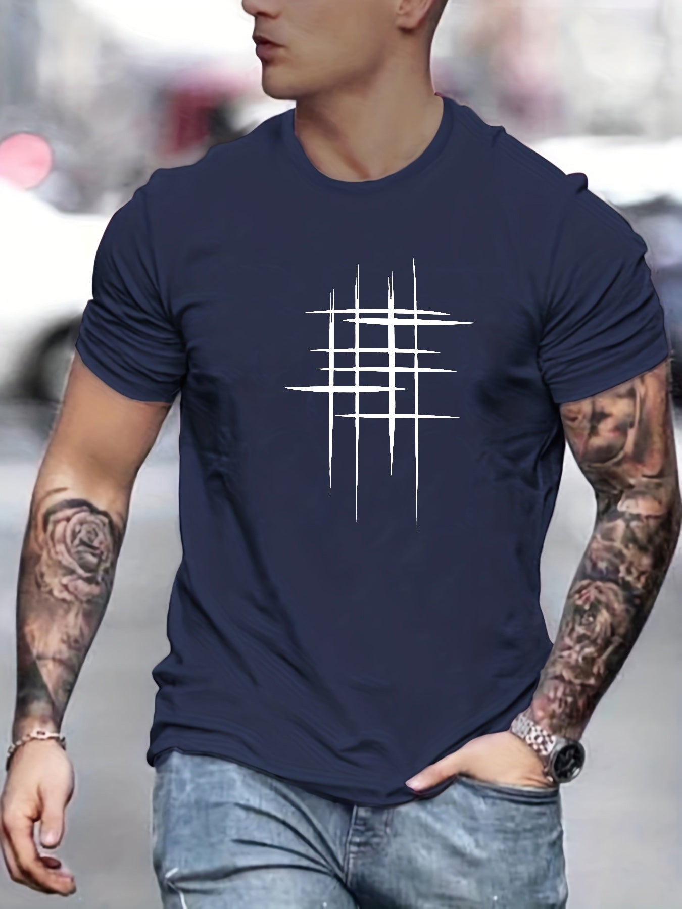Lorel | Camiseta elegante con cuello redondo y estampado gráfico