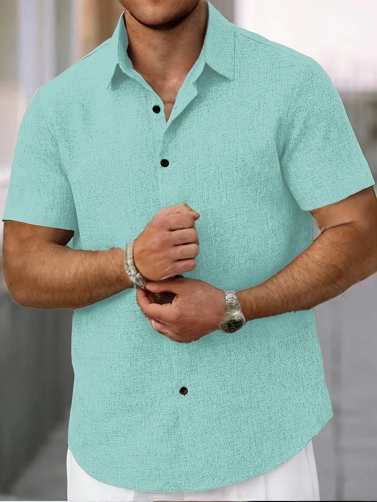 Lorel | Camisa ligera de mezcla de lino de manga corta