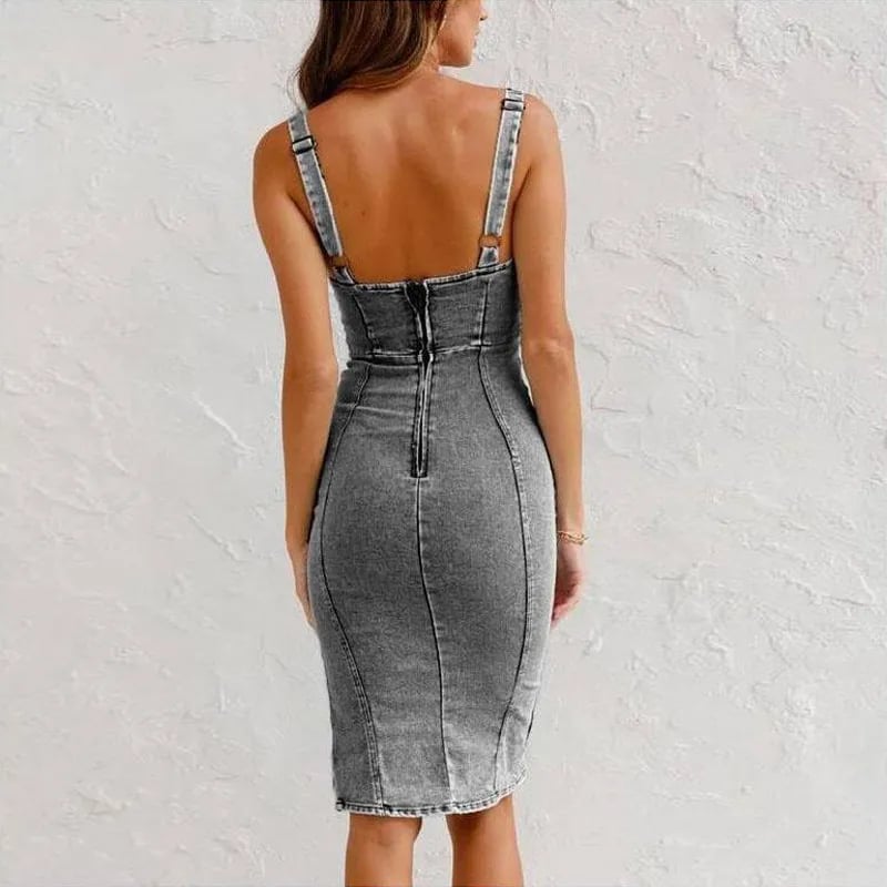 Lorel | Vestido camisola de mezclilla ajustado