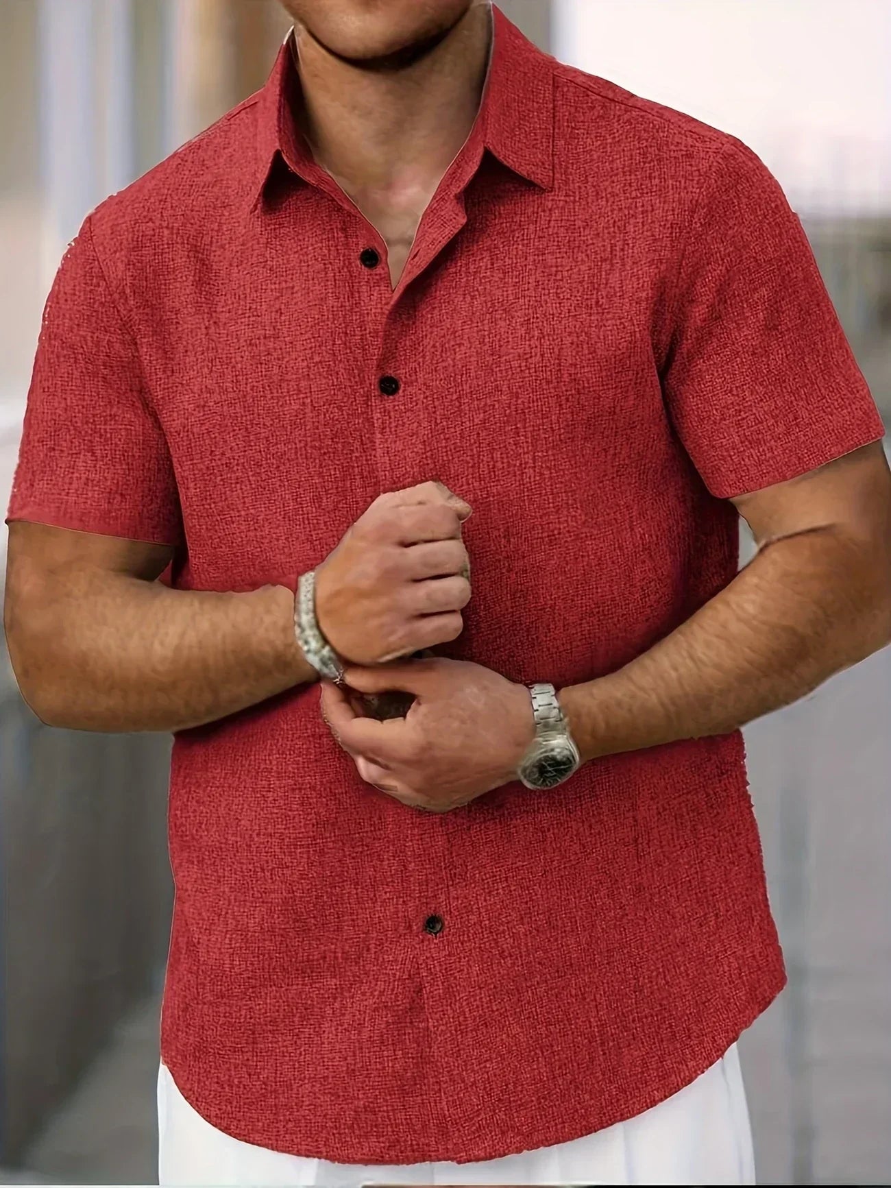 Lorel | Camisa ligera de mezcla de lino de manga corta