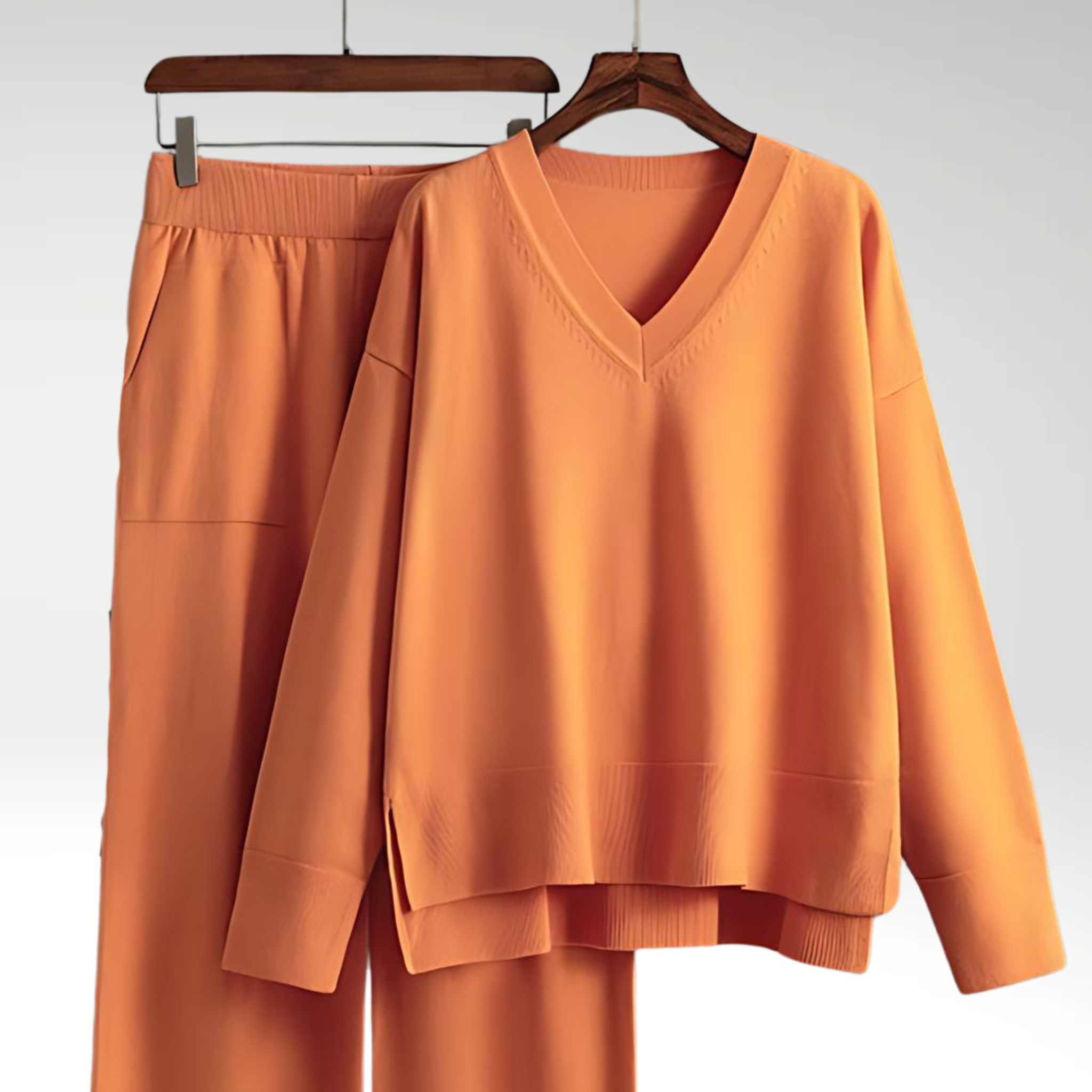 Lorel | Conjunto de lujo de dos piezas con cuello en V