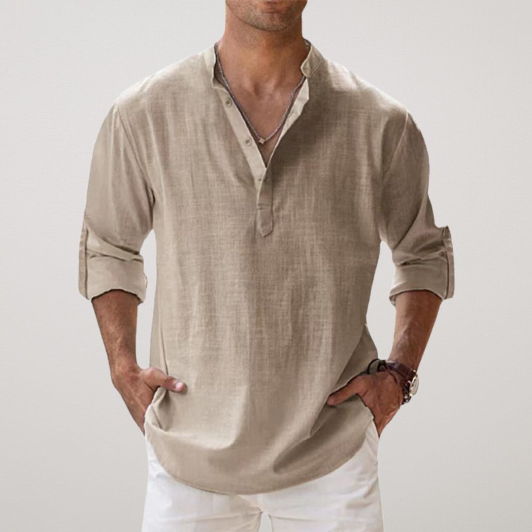 Lorel | Camisa henley con efecto de lino y algodón