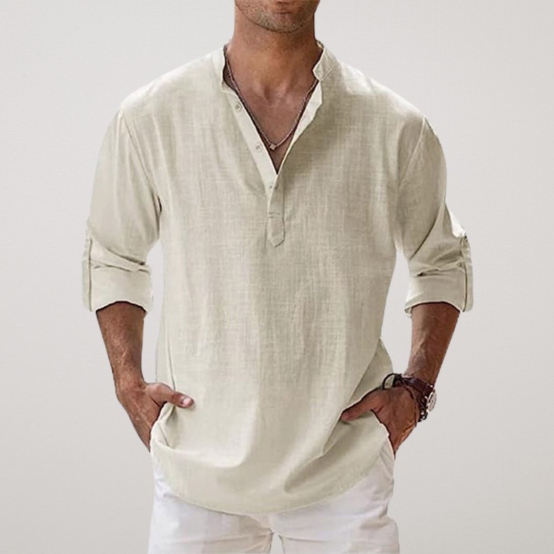 Lorel | Camisa henley con efecto de lino y algodón