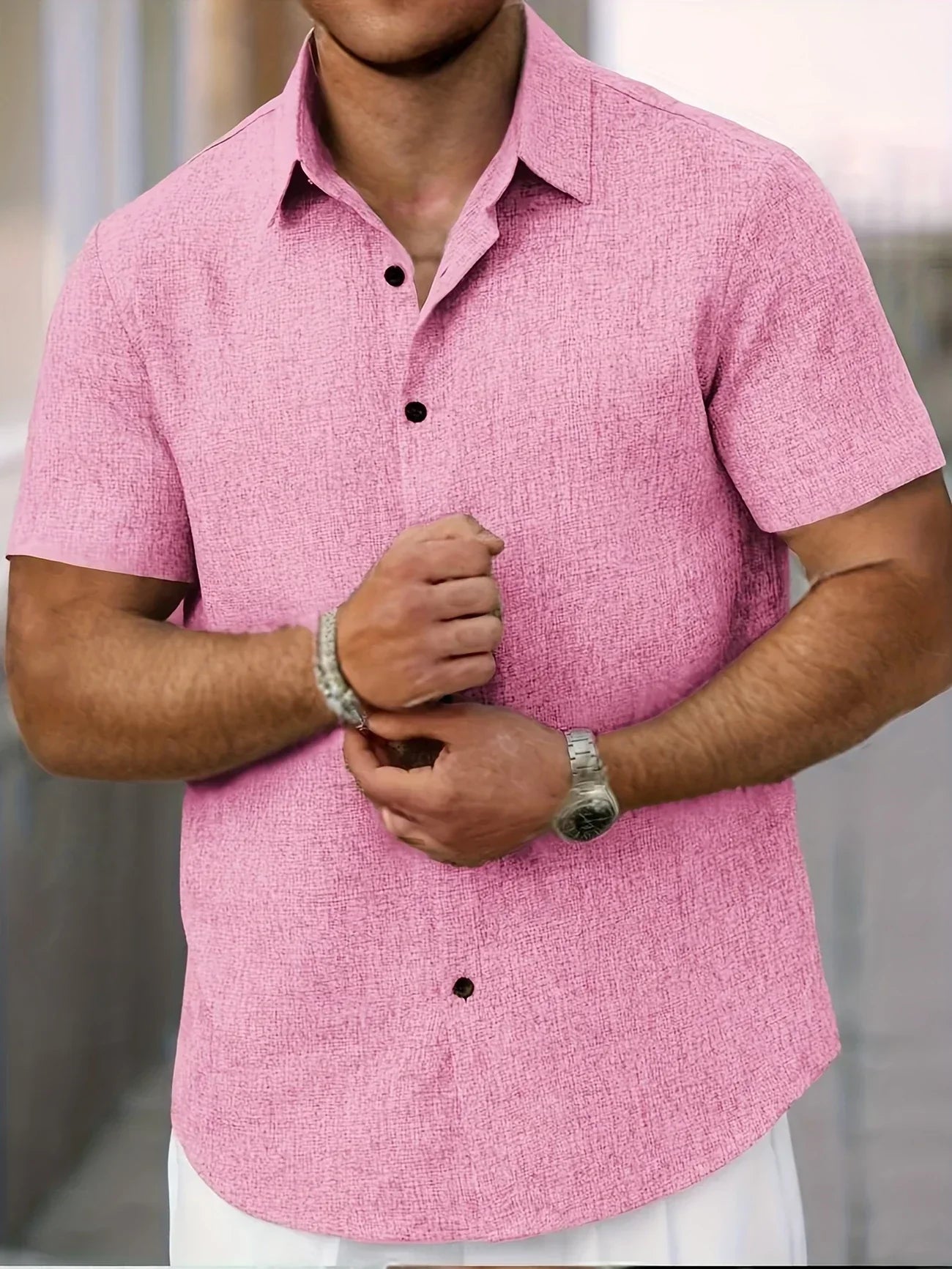 Lorel | Camisa ligera de mezcla de lino de manga corta