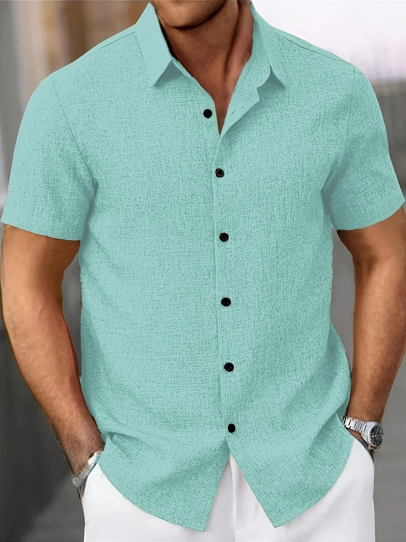 Lorel | Camisa ligera de mezcla de lino de manga corta