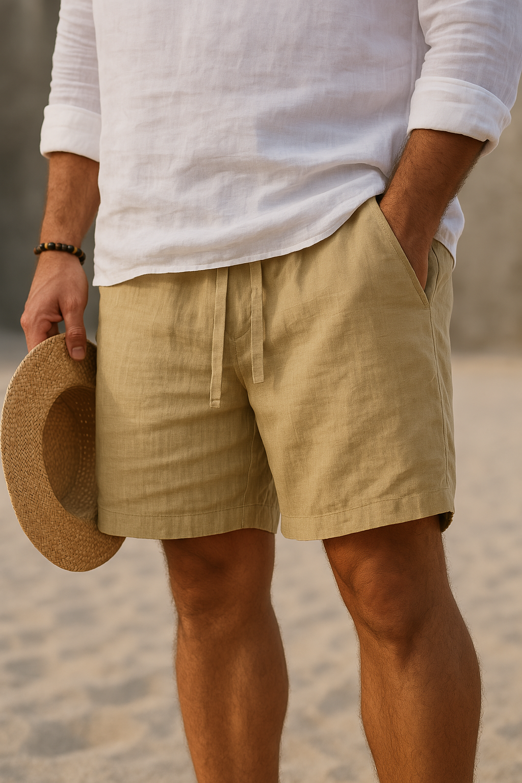 Lorel | Elegantes pantalones cortos de lino con cintura elástica