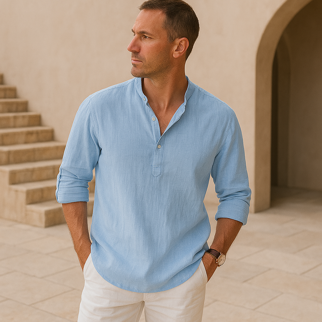 Lorel | Camisa henley con efecto de lino y algodón