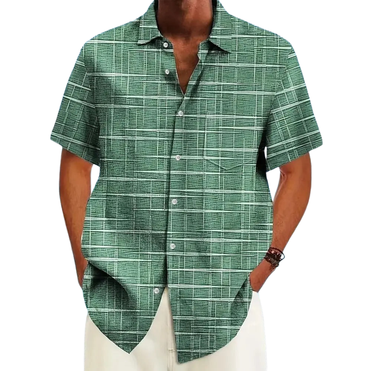 Lorel | Camisa elegante con estampado de rayas y cuadros.