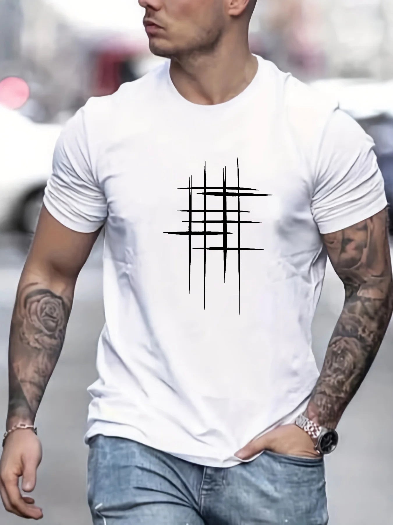Lorel | Camiseta elegante con cuello redondo y estampado gráfico