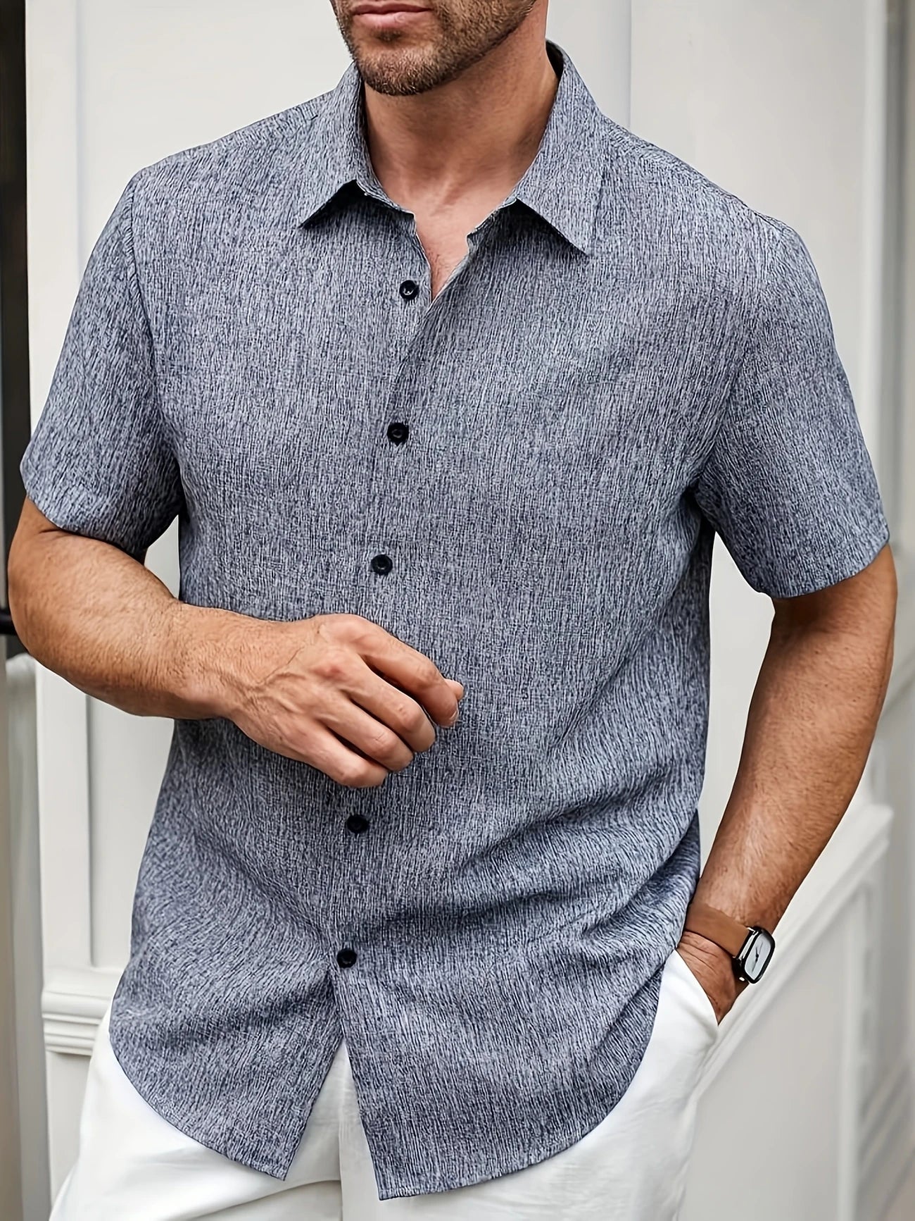 Lorel | Camisa ligera de mezcla de lino de manga corta