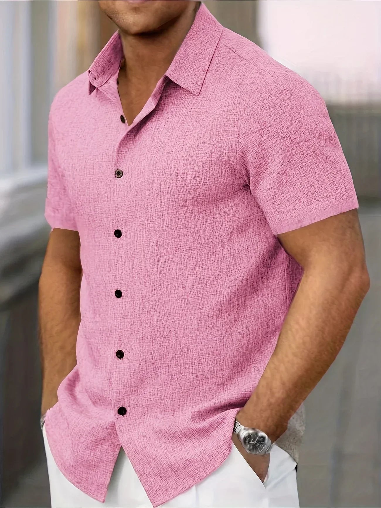 Lorel | Camisa ligera de mezcla de lino de manga corta