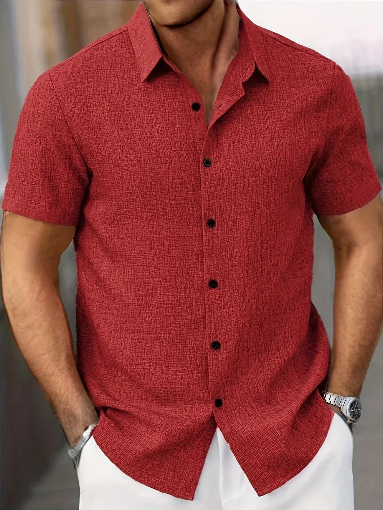 Lorel | Camisa ligera de mezcla de lino de manga corta