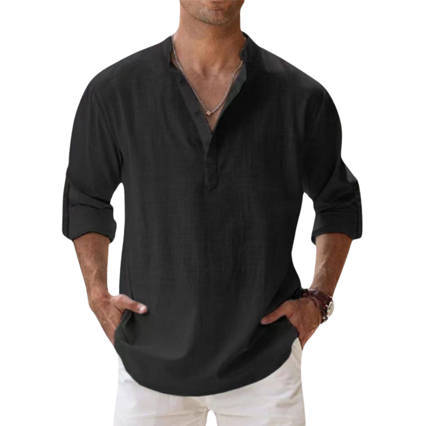 Lorel | Camisa henley de algodón con efecto lino
